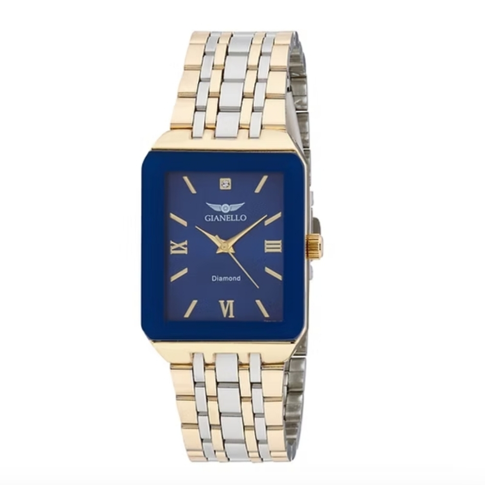 Gianello Genuine Diamond Lumina 28 Tank Link Watch Carat Size 1/10